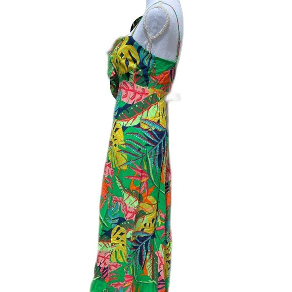 Olivaceous Floral Maxi Dress With Slit - Picture 7 of 12